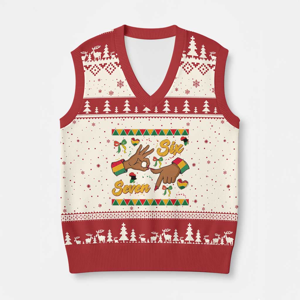 Funny 67 Meme Black History Month V-Neck Knit Sweater Vest Gen Z Alpha Gift TS12 Beige Red Print Your Wear