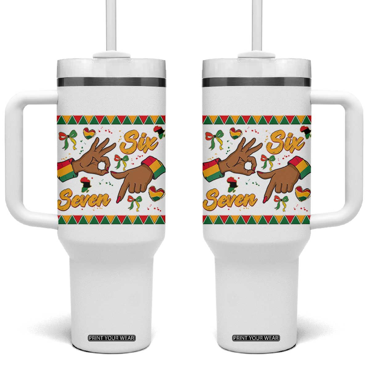 Funny 67 Meme Black History Month Tumbler With Handle Gen Z Alpha Gift TS12 One Size: 40 oz White Print Your Wear