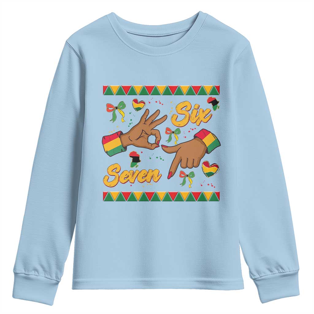 Funny 67 Meme Black History Month Youth Sweatshirt Gen Z Alpha Gift TS12 Light Blue Print Your Wear