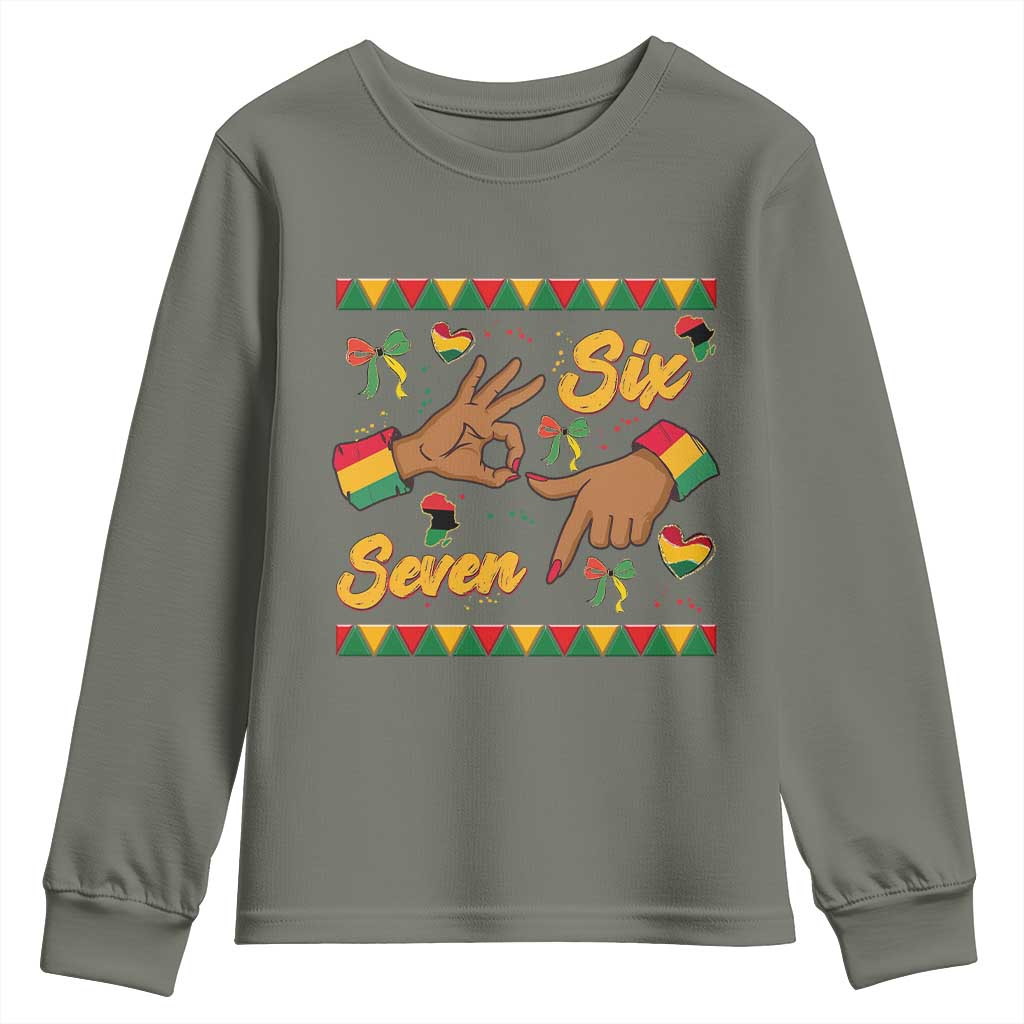 Funny 67 Meme Black History Month Youth Sweatshirt Gen Z Alpha Gift TS12 Military Green Print Your Wear