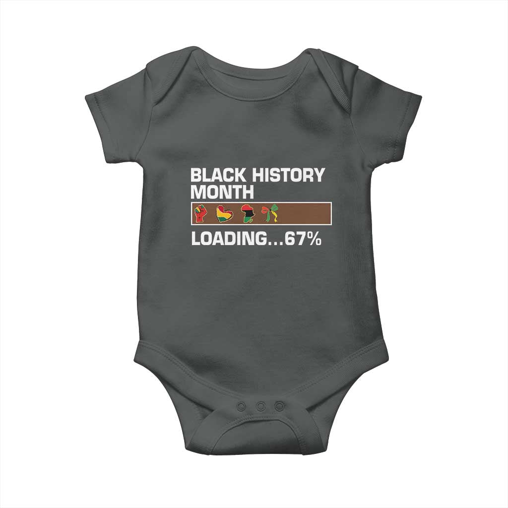 Funny Black History Month Loading Baby Onesie Six Seven Meme TS12 Dark Heather Print Your Wear