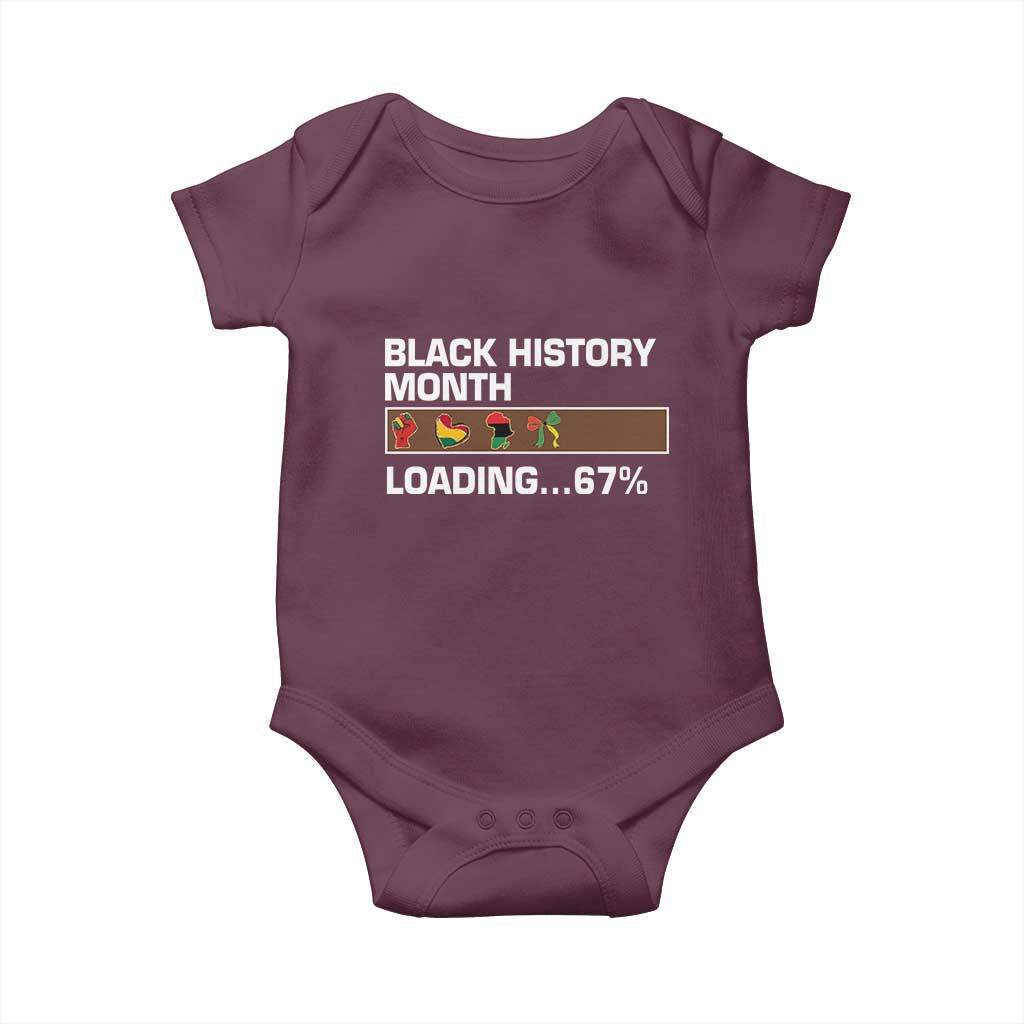Funny Black History Month Loading Baby Onesie Six Seven Meme TS12 Maroon Print Your Wear
