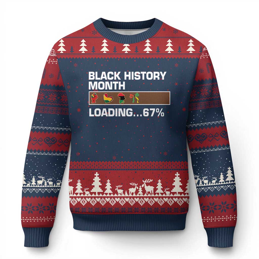 Funny Black History Month Loading Ugly Christmas Sweater Six Seven Meme TS12 Navy Red Print Your Wear