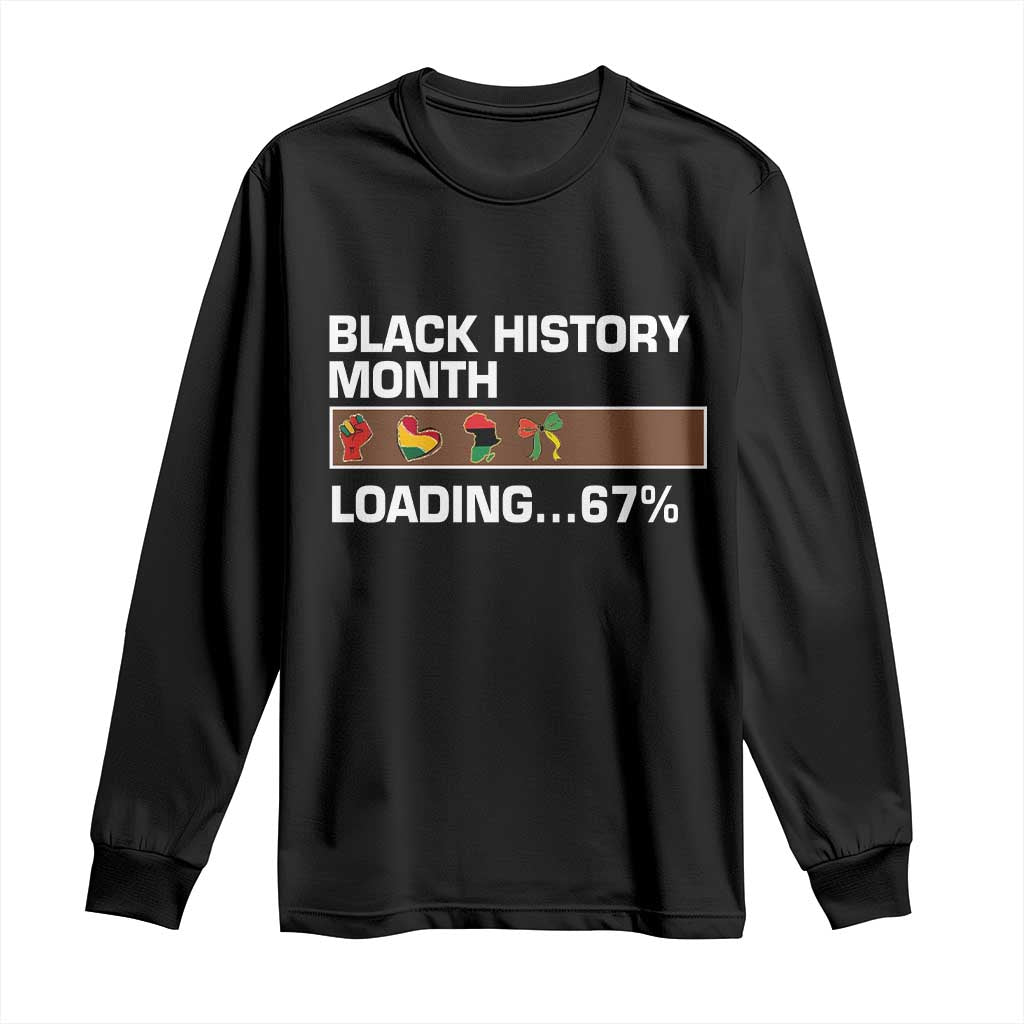 Funny Black History Month Loading Long Sleeve Shirt Six Seven Meme TS12 Black Print Your Wear