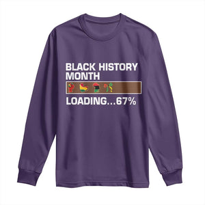 Funny Black History Month Loading Long Sleeve Shirt Six Seven Meme TS12 Purple Print Your Wear