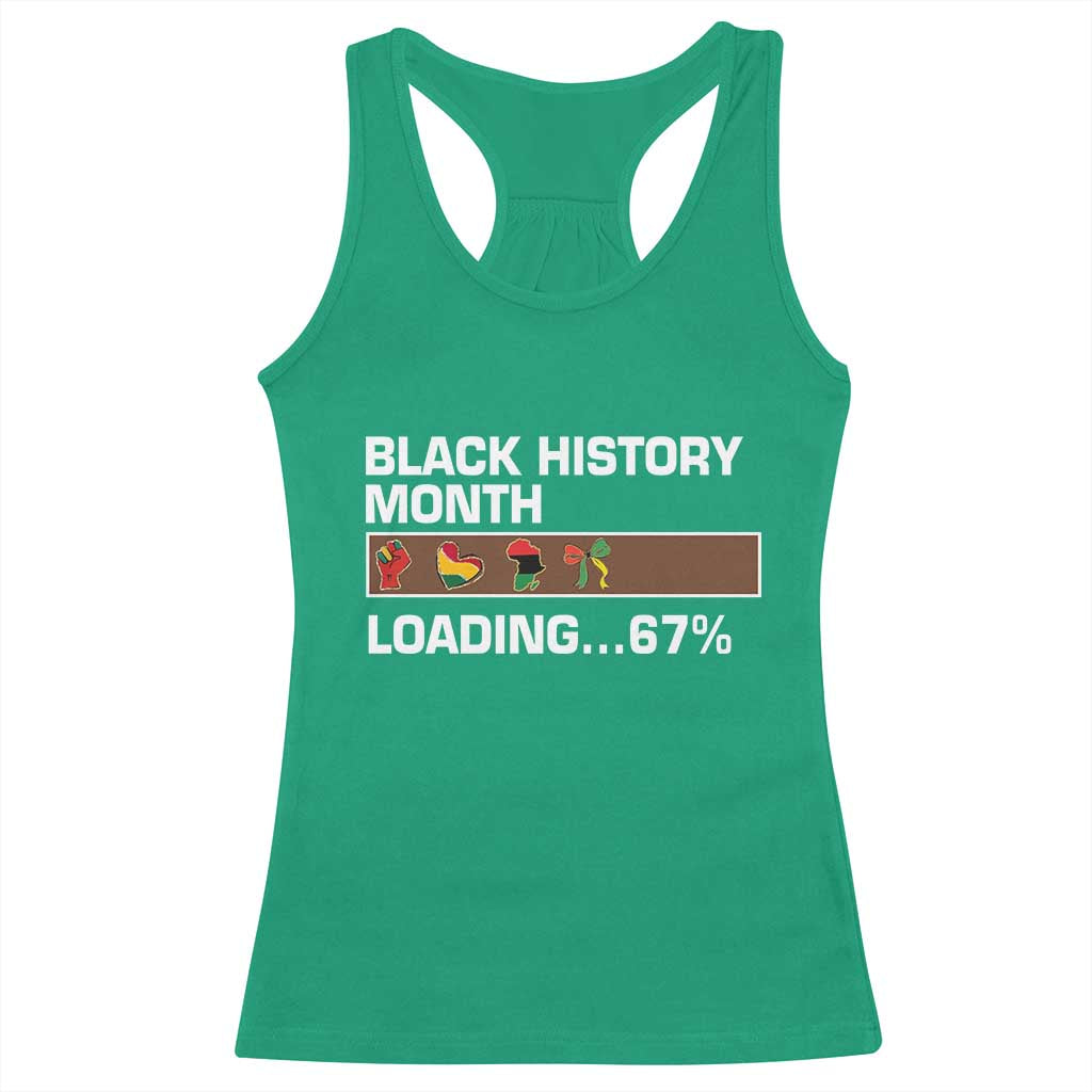 Funny Black History Month Loading Racerback Tank Top Six Seven Meme TS12 Irish Green Print Your Wear