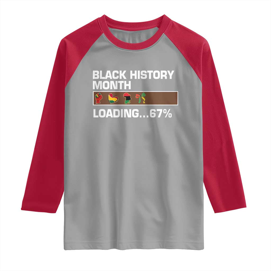 Funny Black History Month Loading Raglan Shirt Six Seven Meme TS12 Sport Gray Red Print Your Wear