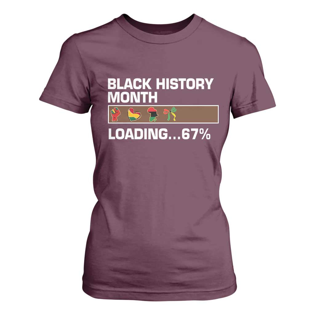Funny Black History Month Loading T Shirt For Women Six Seven Meme TS12 Maroon Print Your Wear