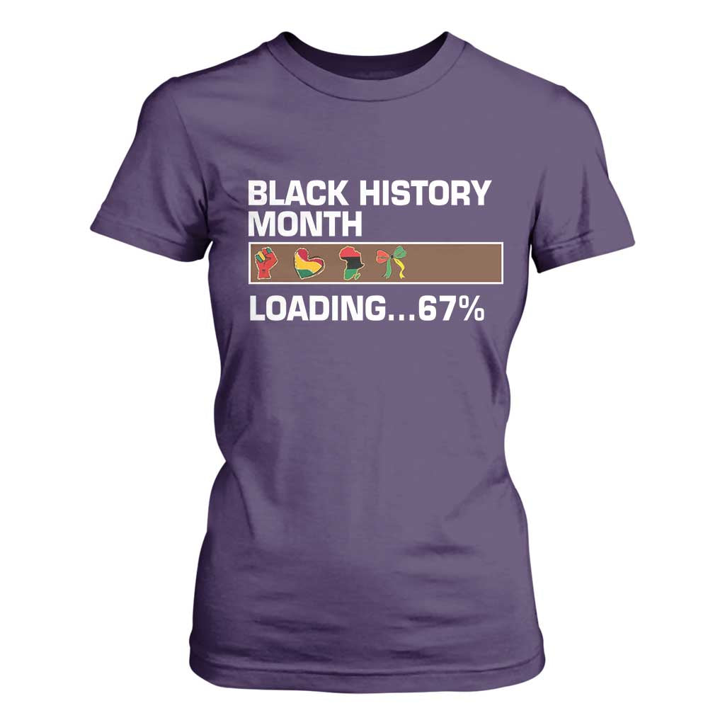 Funny Black History Month Loading T Shirt For Women Six Seven Meme TS12 Purple Print Your Wear