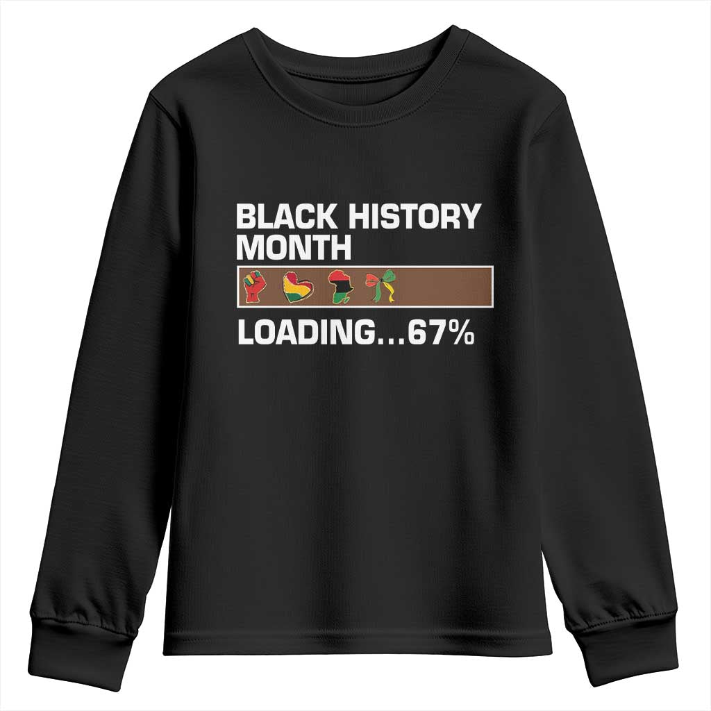 Funny Black History Month Loading Youth Sweatshirt Six Seven Meme TS12 Black Print Your Wear