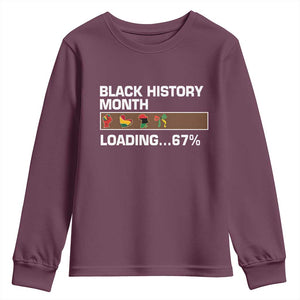 Funny Black History Month Loading Youth Sweatshirt Six Seven Meme TS12 Maroon Print Your Wear