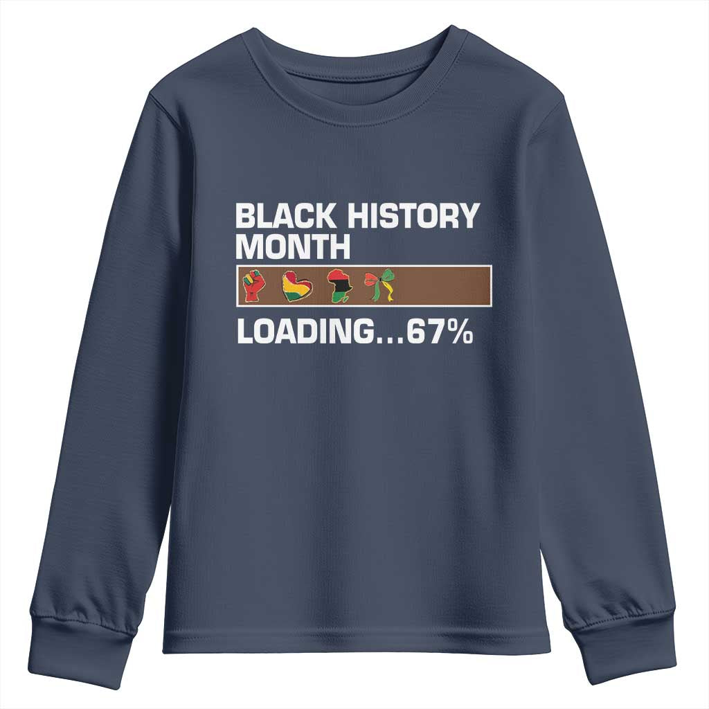 Funny Black History Month Loading Youth Sweatshirt Six Seven Meme TS12 Navy Print Your Wear