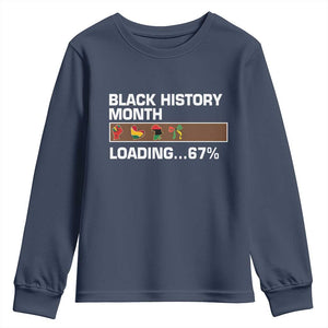 Funny Black History Month Loading Youth Sweatshirt Six Seven Meme TS12 Navy Print Your Wear