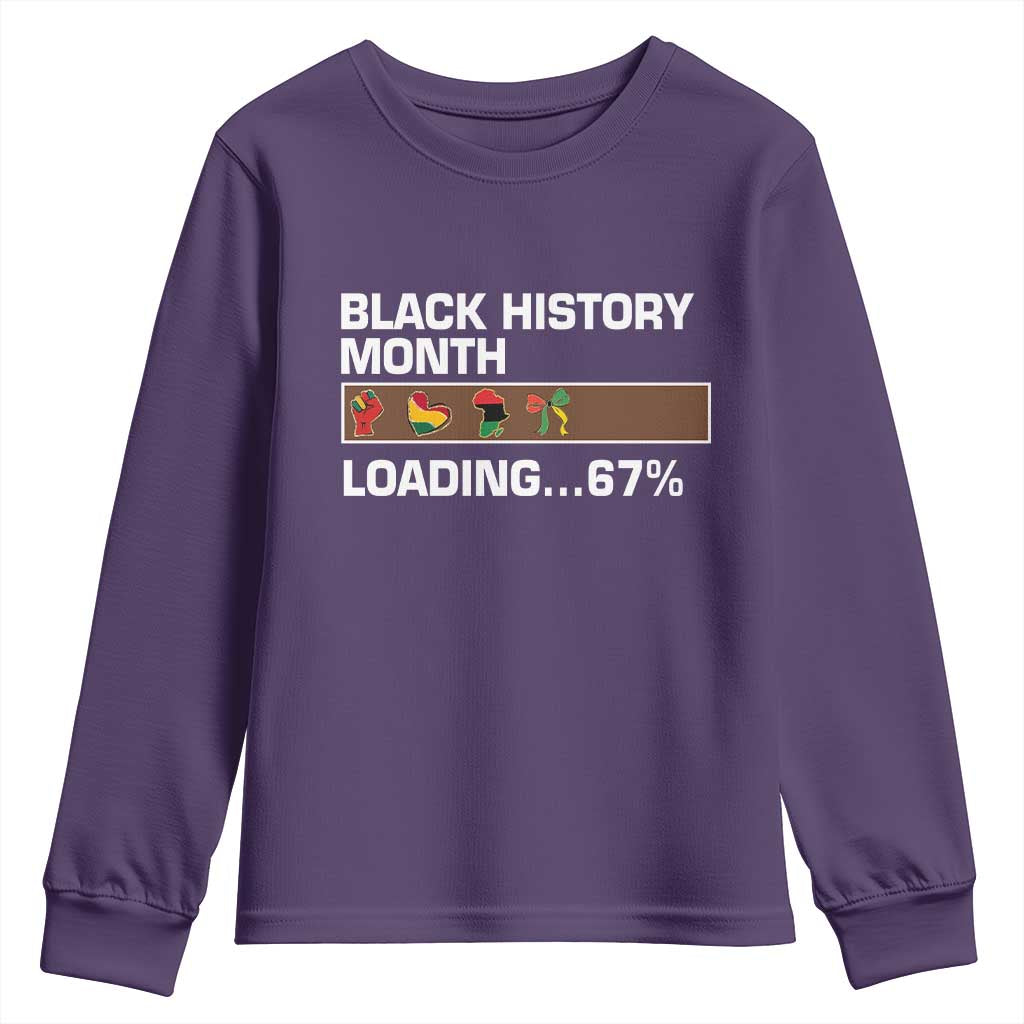 Funny Black History Month Loading Youth Sweatshirt Six Seven Meme TS12 Purple Print Your Wear