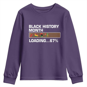 Funny Black History Month Loading Youth Sweatshirt Six Seven Meme TS12 Purple Print Your Wear