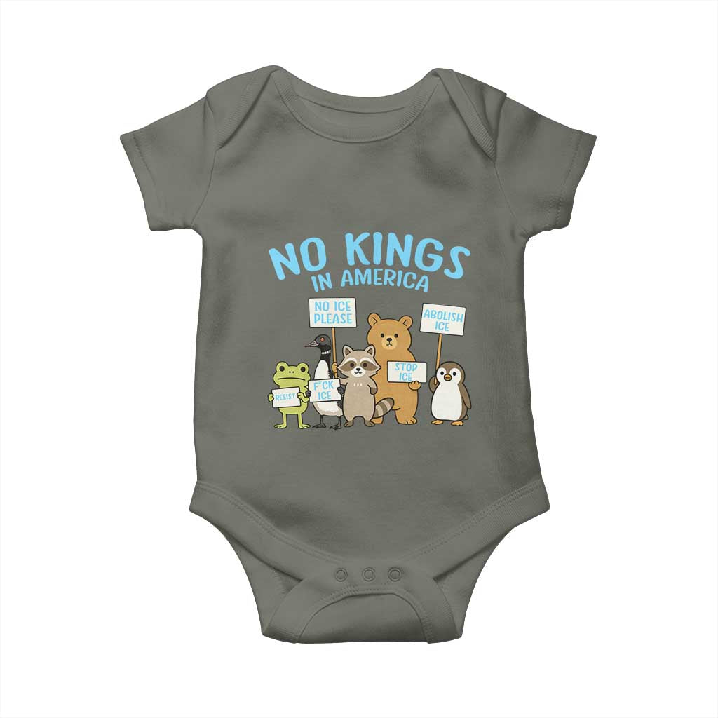 Funny Protest Animals Abolish Ice Baby Onesie Minneapolis USA Support Gift TS12 Military Green Print Your Wear