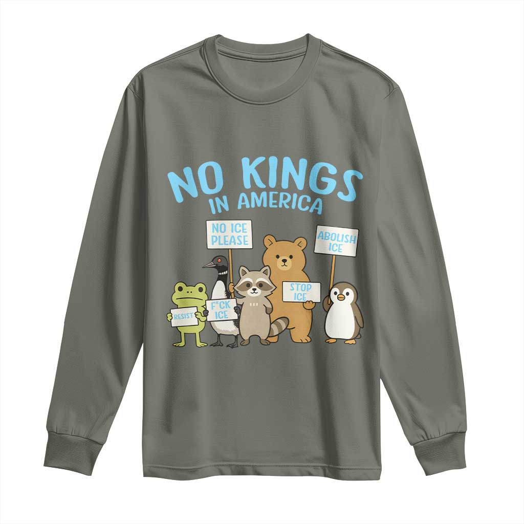 Funny Protest Animals Abolish Ice Long Sleeve Shirt Minneapolis USA Support Gift TS12 Military Green Print Your Wear