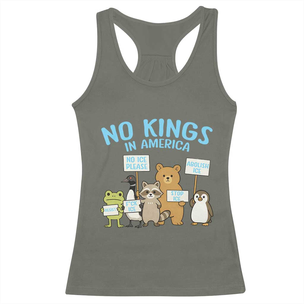 Funny Protest Animals Abolish Ice Racerback Tank Top Minneapolis USA Support Gift TS12 Military Green Print Your Wear