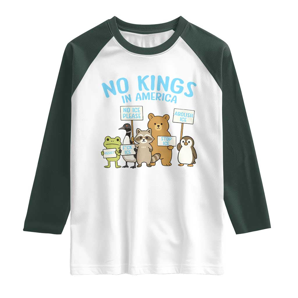 Funny Protest Animals Abolish Ice Raglan Shirt Minneapolis USA Support Gift TS12 White Dark Forest Green Print Your Wear