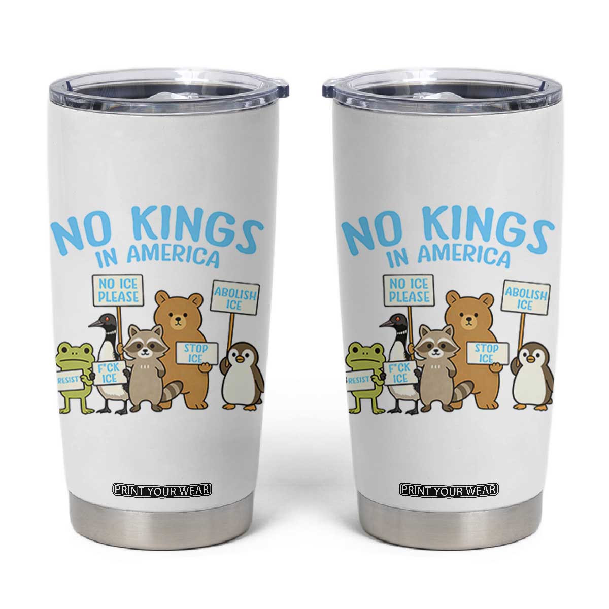 Funny Protest Animals Abolish Ice Tumbler Cup Minneapolis USA Support Gift TS12 White Print Your Wear