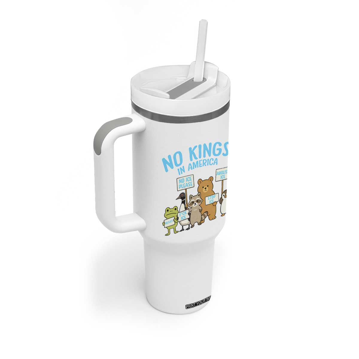 Funny Protest Animals Abolish Ice Tumbler With Handle Minneapolis USA Support Gift TS12 Print Your Wear
