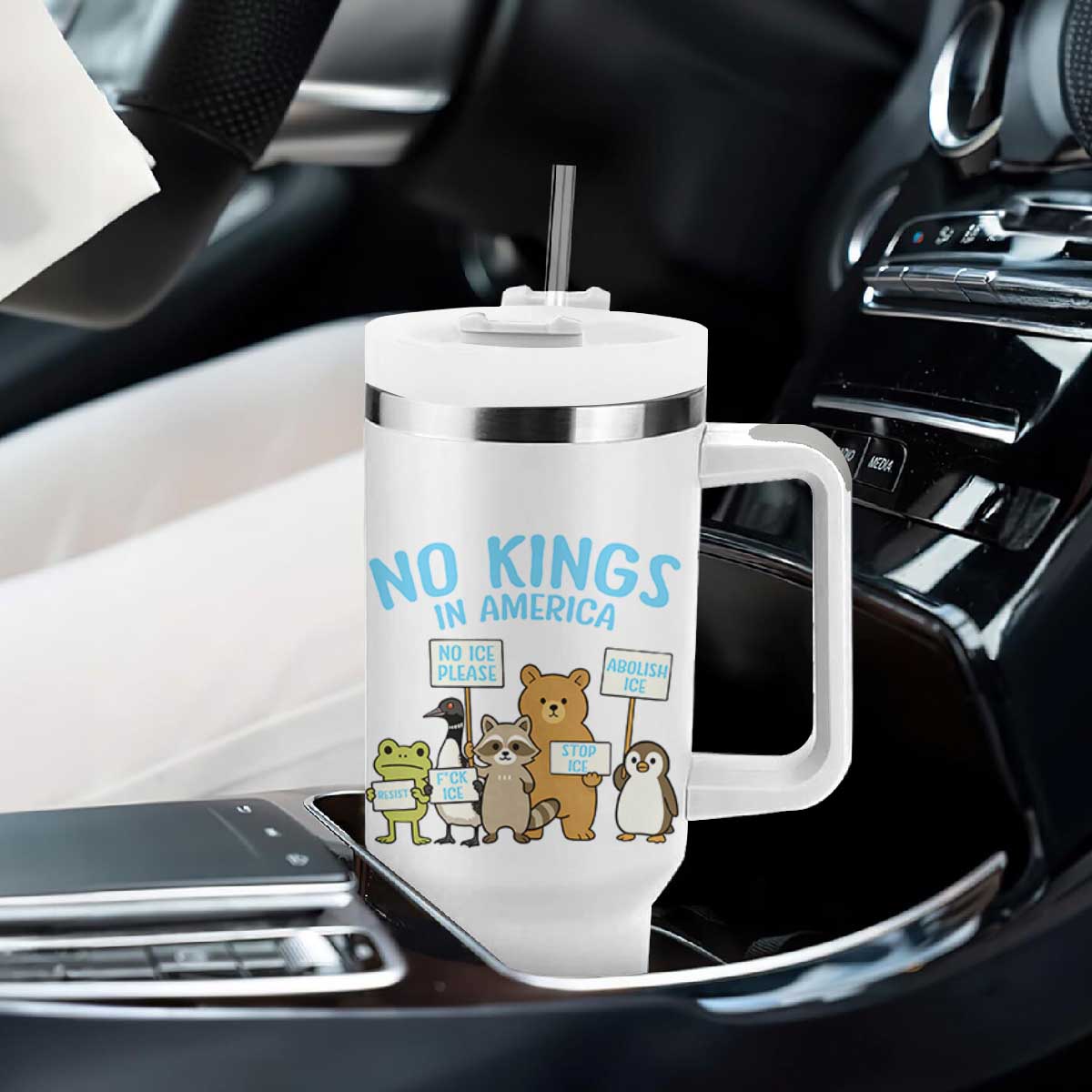 Funny Protest Animals Abolish Ice Tumbler With Handle Minneapolis USA Support Gift TS12 Print Your Wear