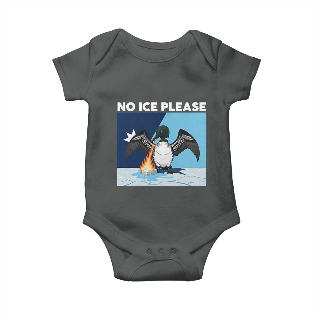 Funny Fire Breathing Loon Baby Onesie No Ice Please TS12 Dark Heather Print Your Wear