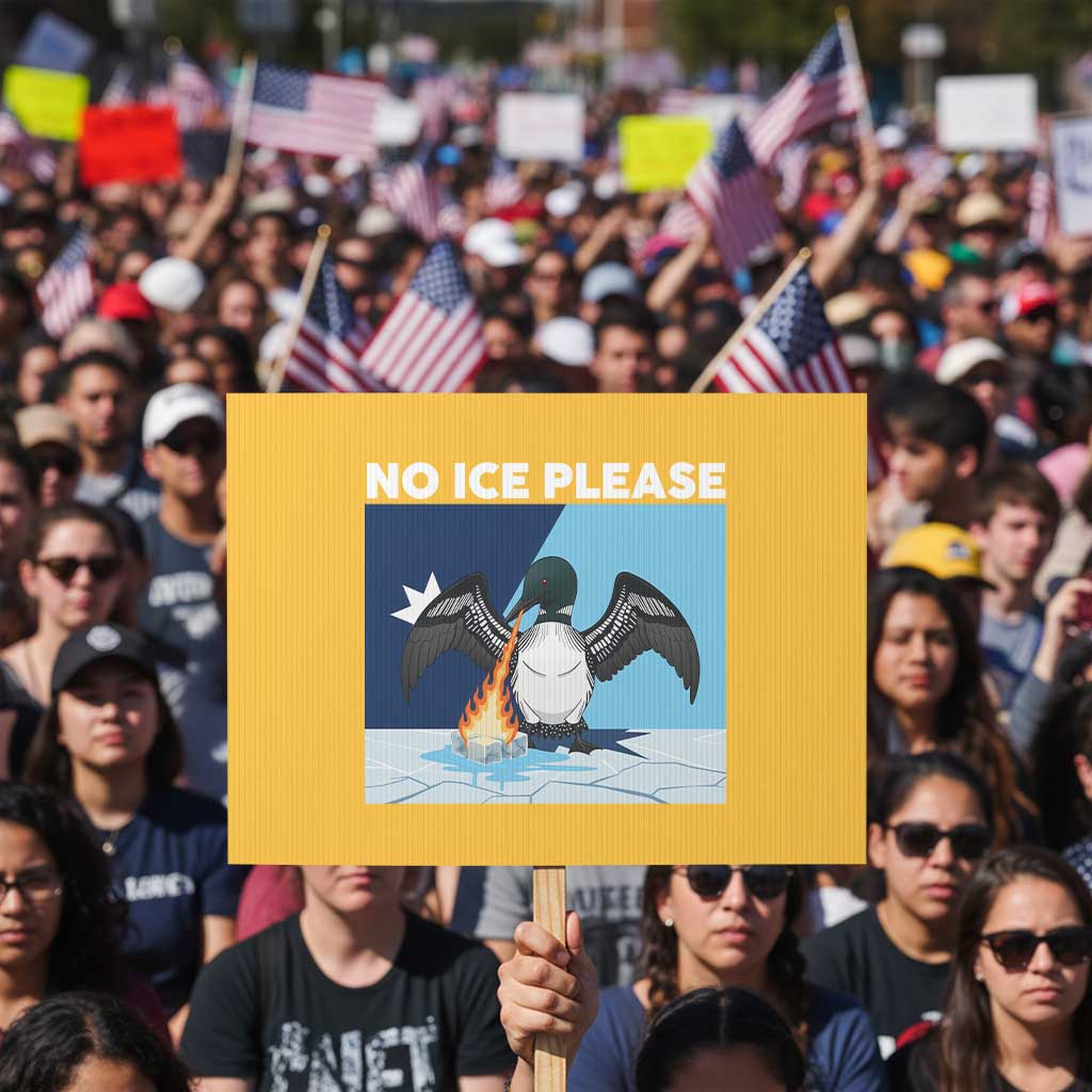 Funny Fire Breathing Loon Protest Sign No Ice Please TS12 Horizontal 18