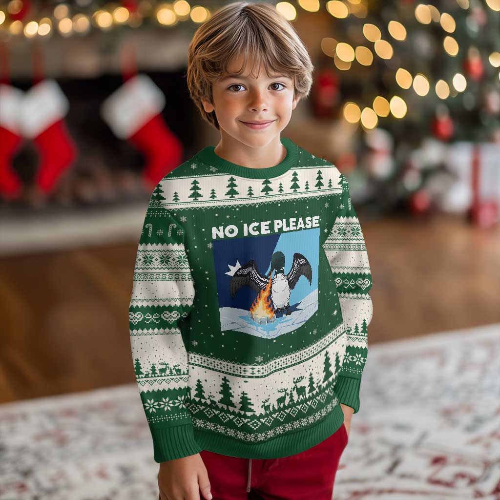 Funny Fire Breathing Loon Ugly Christmas Sweater No Ice Please TS12 Forest Green Beige Print Your Wear