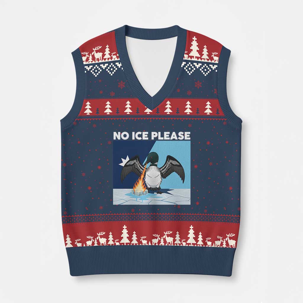 Funny Fire Breathing Loon V-Neck Knit Sweater Vest No Ice Please TS12 Navy Red Print Your Wear