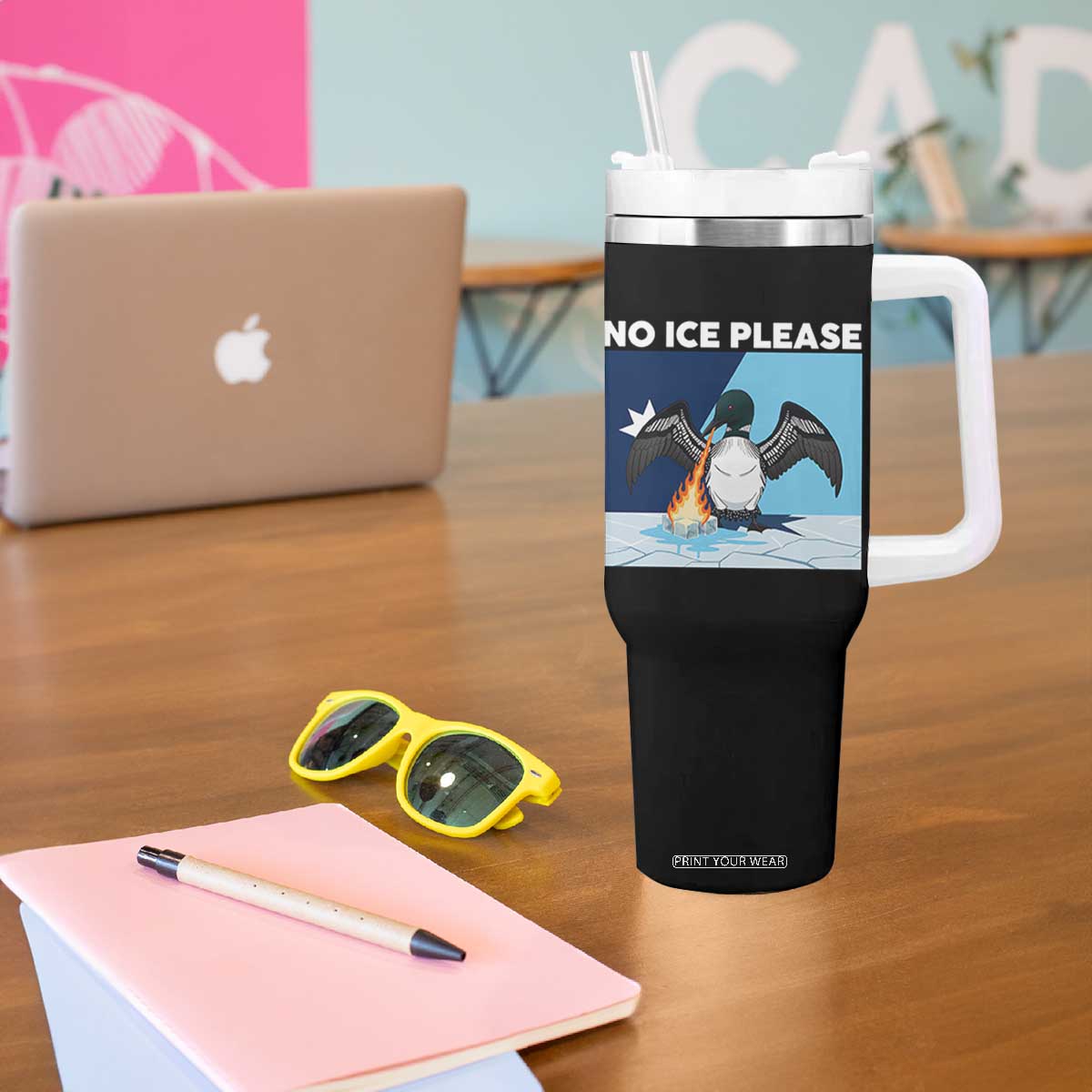 Funny Fire Breathing Loon Tumbler With Handle No Ice Please TS12 Print Your Wear