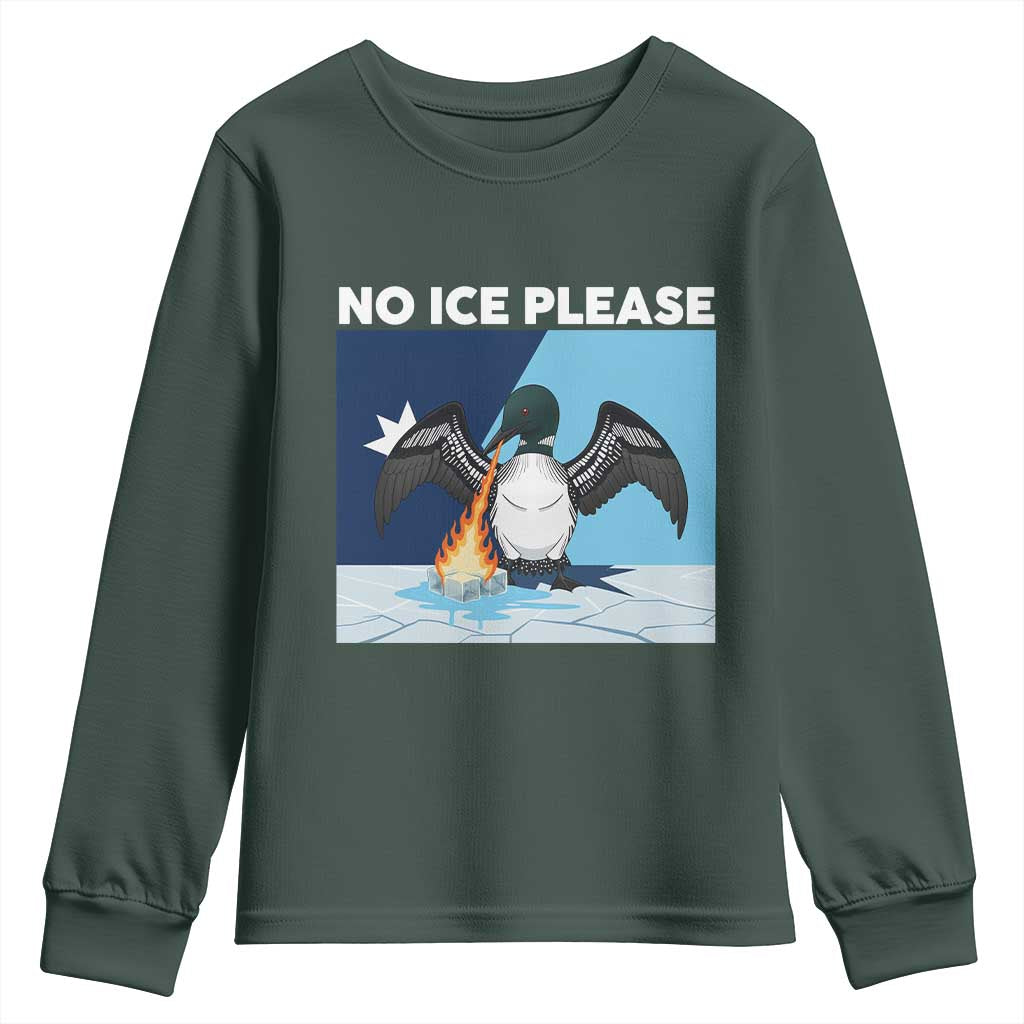 Funny Fire Breathing Loon Youth Sweatshirt No Ice Please TS12 Dark Forest Green Print Your Wear