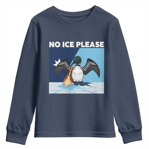 Funny Fire Breathing Loon Youth Sweatshirt No Ice Please TS12 Navy Print Your Wear