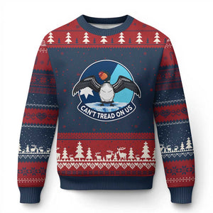 Can Not Tread On Us Ugly Christmas Sweater Common Loon No Ice Please TS12 Navy Red Print Your Wear