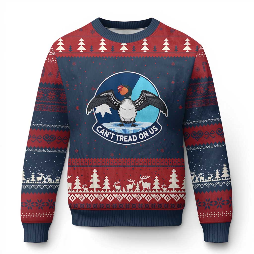 Can Not Tread On Us Ugly Christmas Sweater Common Loon No Ice Please TS12 Navy Red Print Your Wear