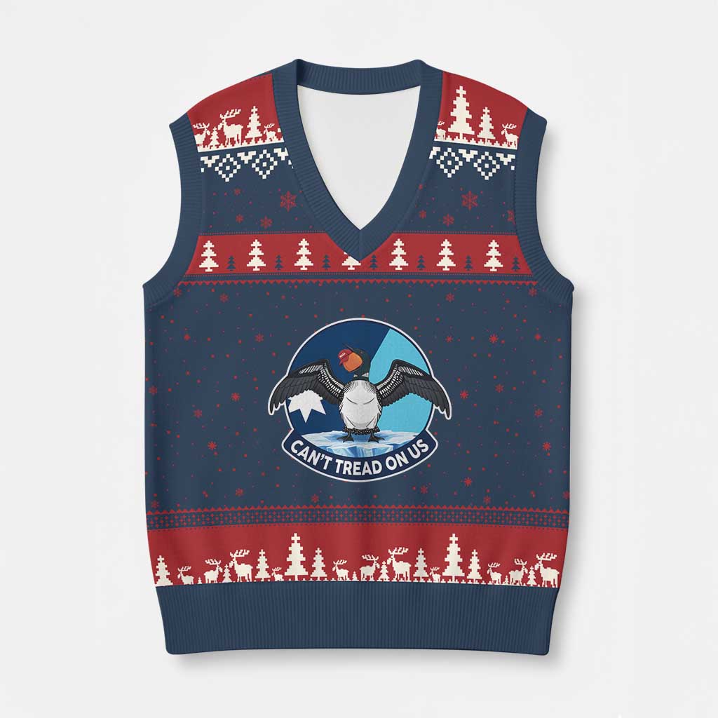 Can Not Tread On Us V-Neck Knit Sweater Vest Common Loon No Ice Please TS12 Navy Red Print Your Wear