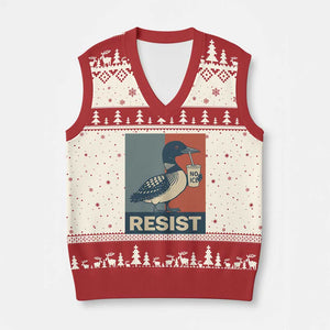 Funny Minnesota Common Loon V-Neck Knit Sweater Vest No Ice Please TS12 Beige Red Print Your Wear
