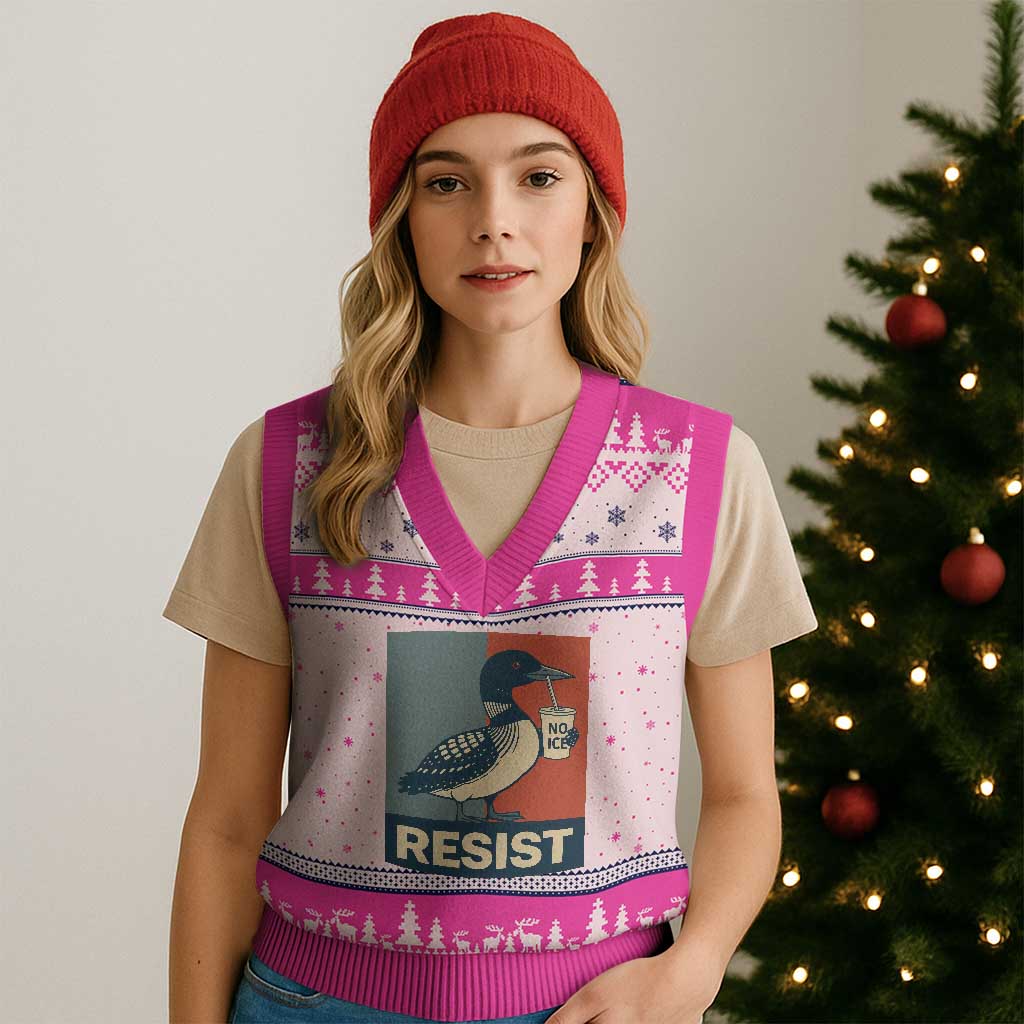 Funny Minnesota Common Loon V-Neck Knit Sweater Vest No Ice Please TS12 Hot Pink Print Your Wear