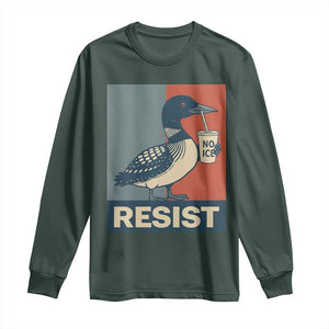 Funny Minnesota Common Loon Long Sleeve Shirt No Ice Please TS12 Dark Forest Green Print Your Wear