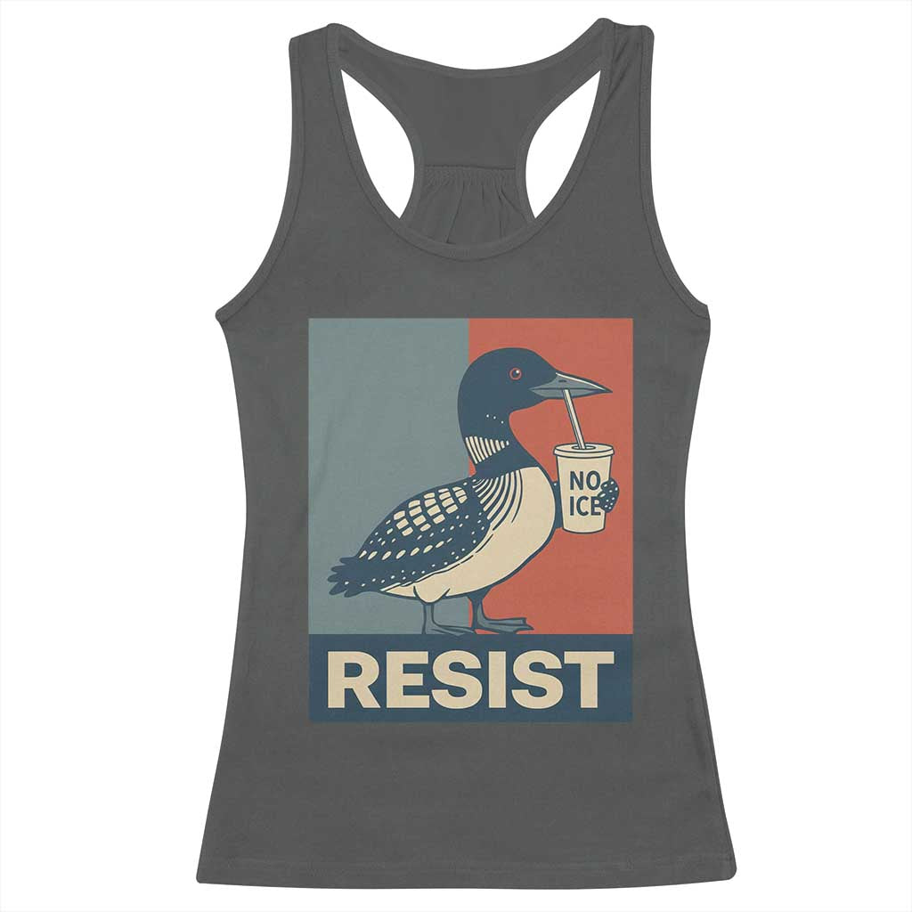 Funny Minnesota Common Loon Racerback Tank Top No Ice Please TS12 Dark Heather Print Your Wear