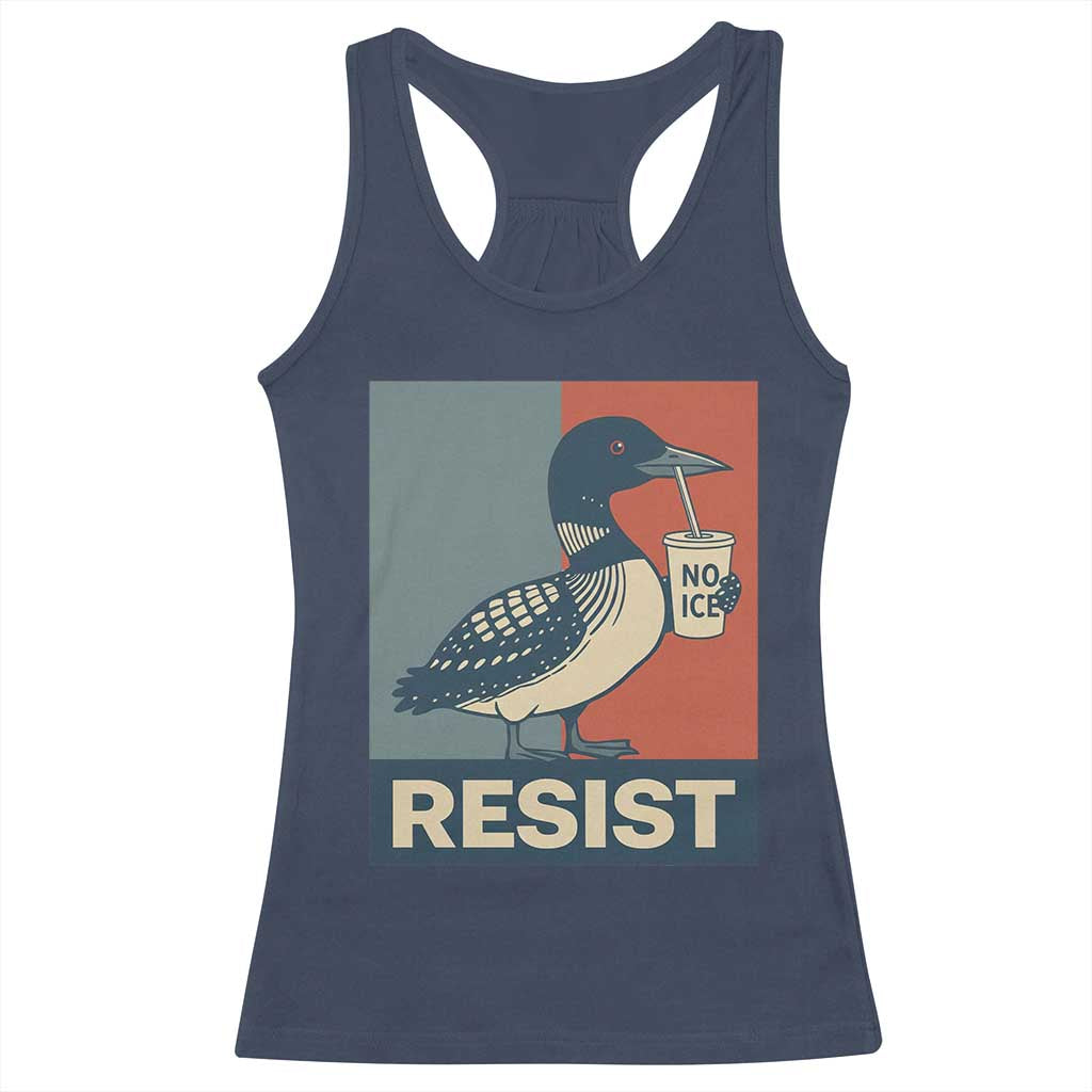 Funny Minnesota Common Loon Racerback Tank Top No Ice Please TS12 Navy Print Your Wear