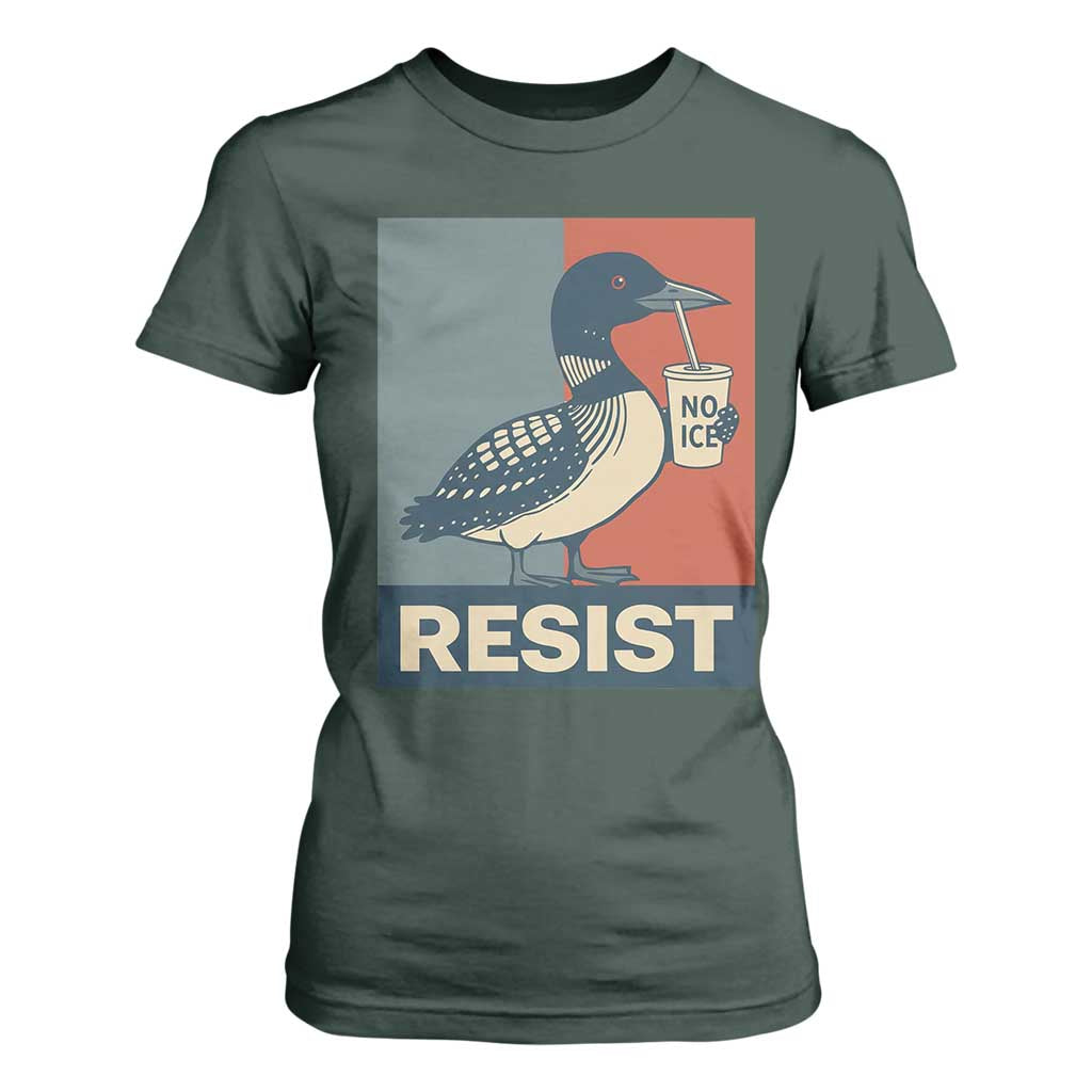 Funny Minnesota Common Loon T Shirt For Women No Ice Please TS12 Dark Forest Green Print Your Wear