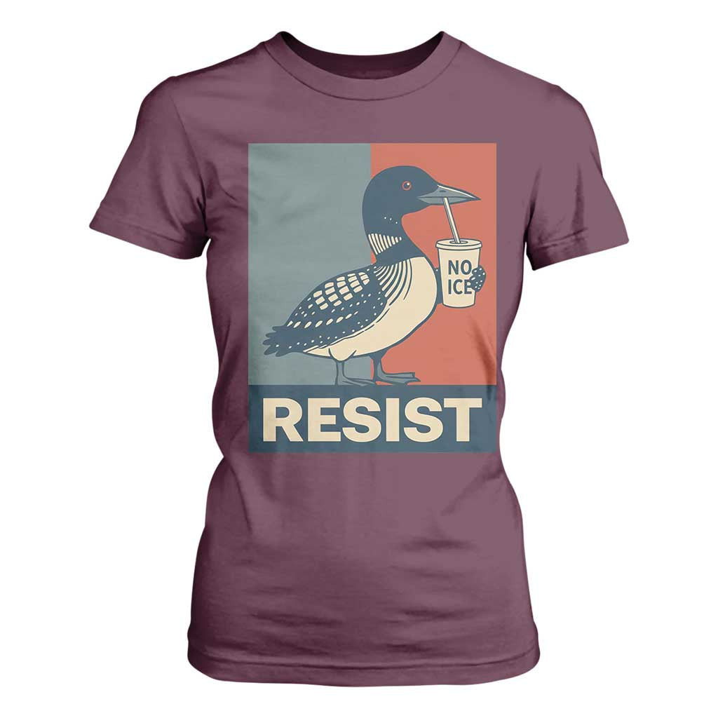 Funny Minnesota Common Loon T Shirt For Women No Ice Please TS12 Maroon Print Your Wear