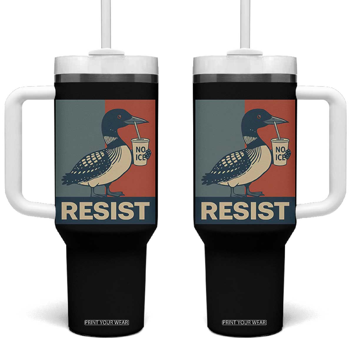Funny Minnesota Common Loon Tumbler With Handle No Ice Please TS12 One Size: 40 oz Black Print Your Wear