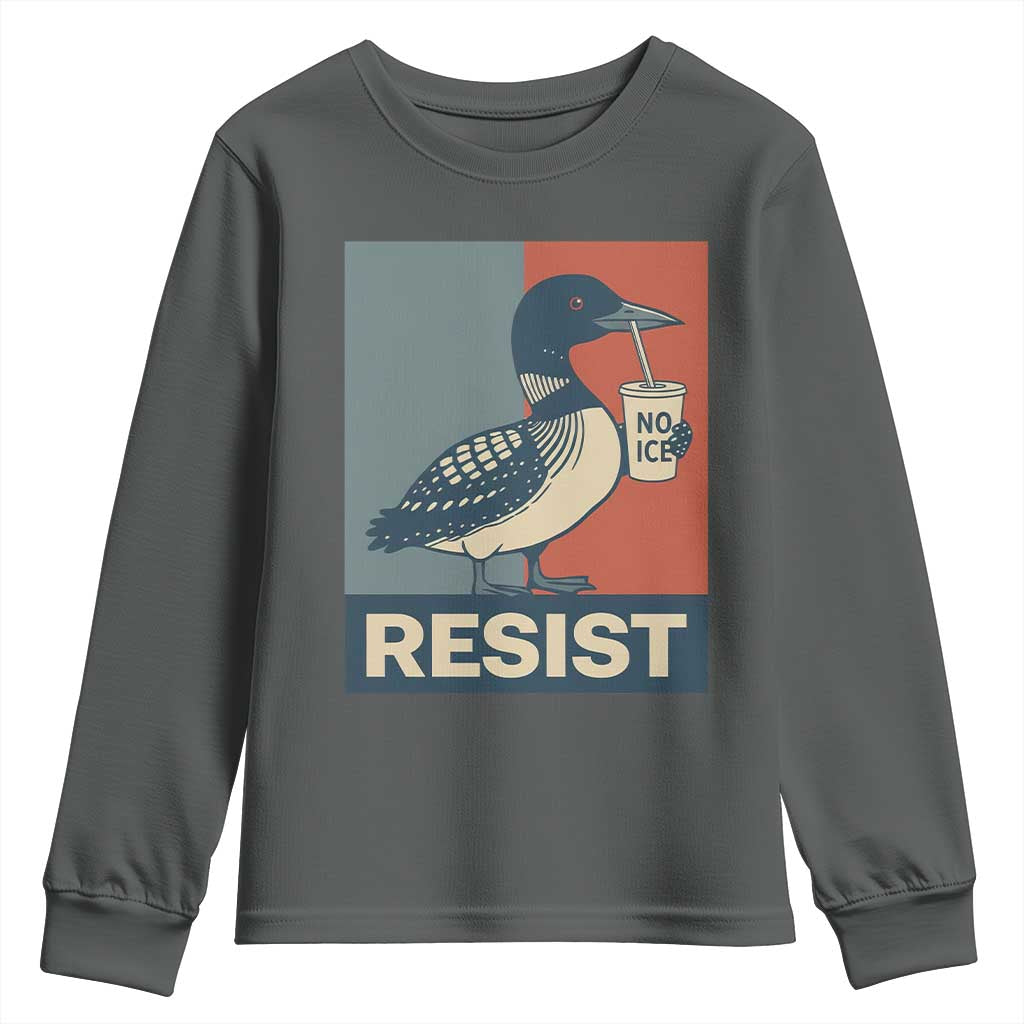 Funny Minnesota Common Loon Youth Sweatshirt No Ice Please TS12 Dark Heather Print Your Wear