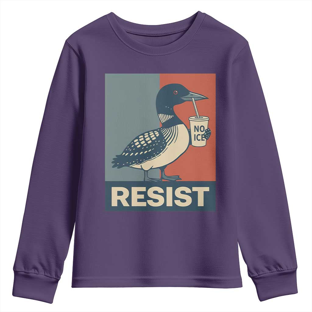 Funny Minnesota Common Loon Youth Sweatshirt No Ice Please TS12 Purple Print Your Wear