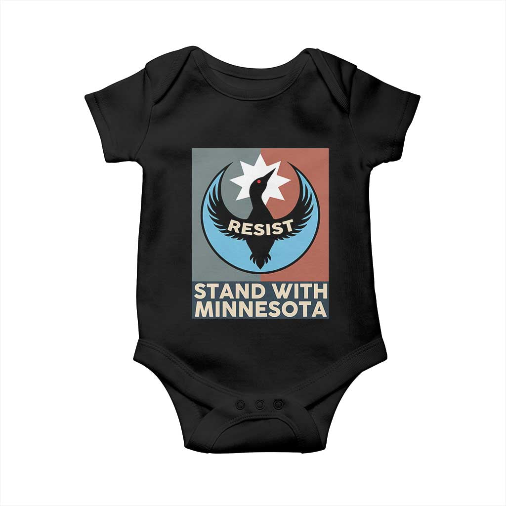Stand With Minnesota Baby Onesie Common Loon Pride Support TS12 Black Print Your Wear