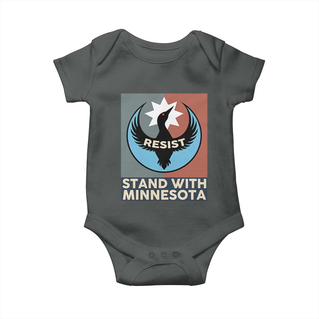 Stand With Minnesota Baby Onesie Common Loon Pride Support TS12 Dark Heather Print Your Wear