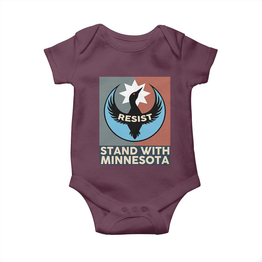 Stand With Minnesota Baby Onesie Common Loon Pride Support TS12 Maroon Print Your Wear