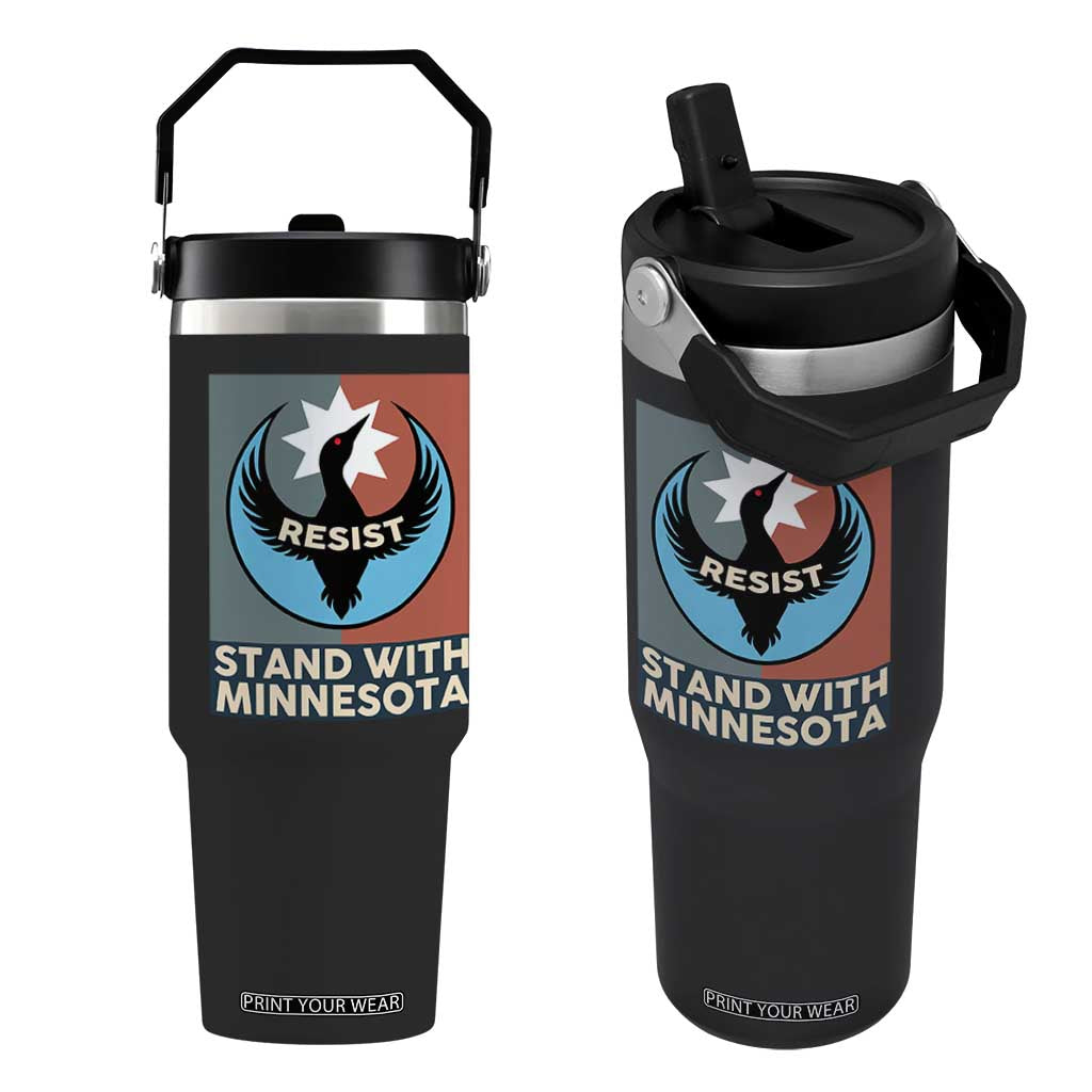 Stand With Minnesota Flip Straw Tumbler Common Loon Pride Support TS12 One Size: 30 oz Black Print Your Wear